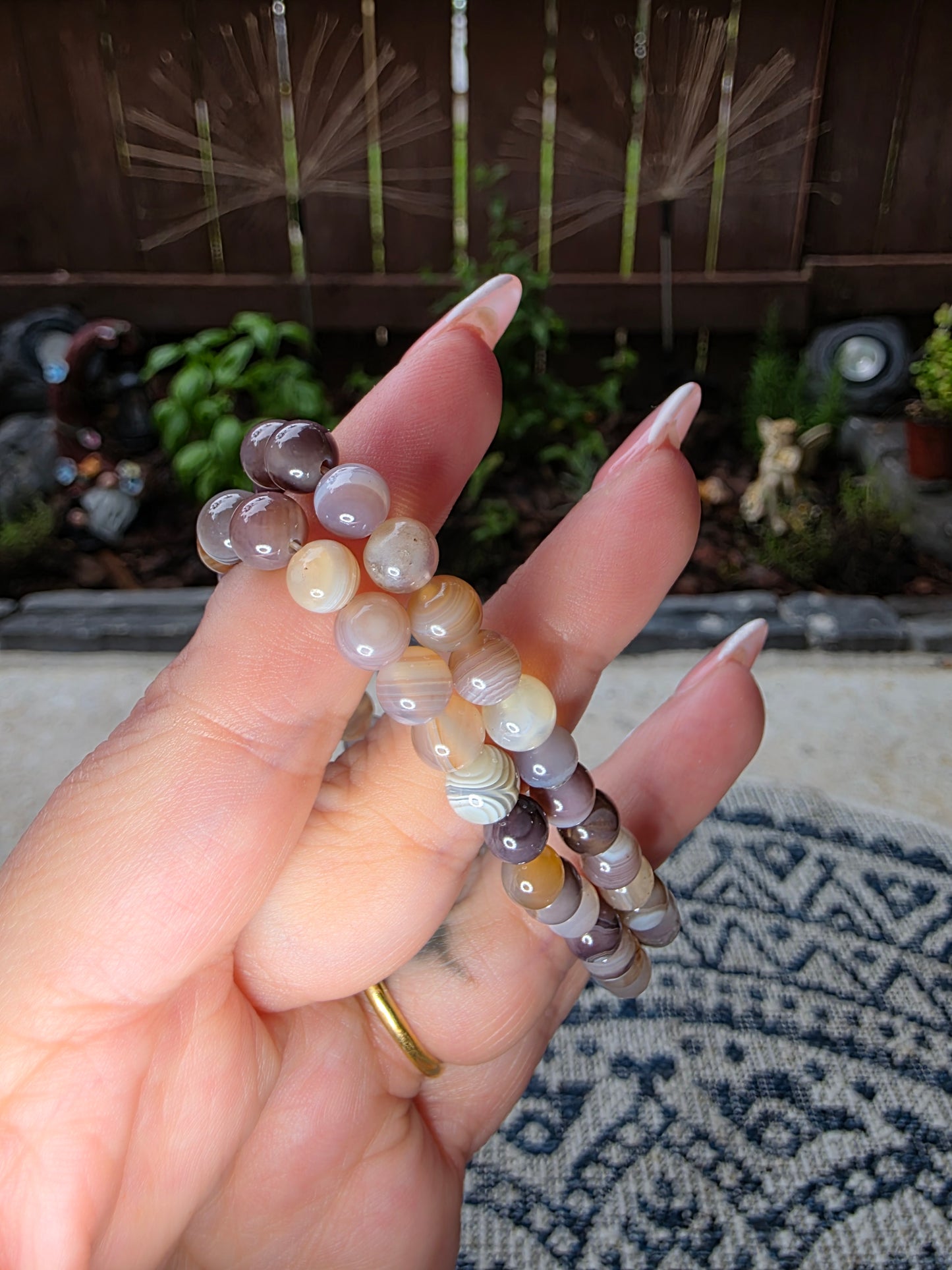 Botswana Agate Beaded Bracelet 6mm