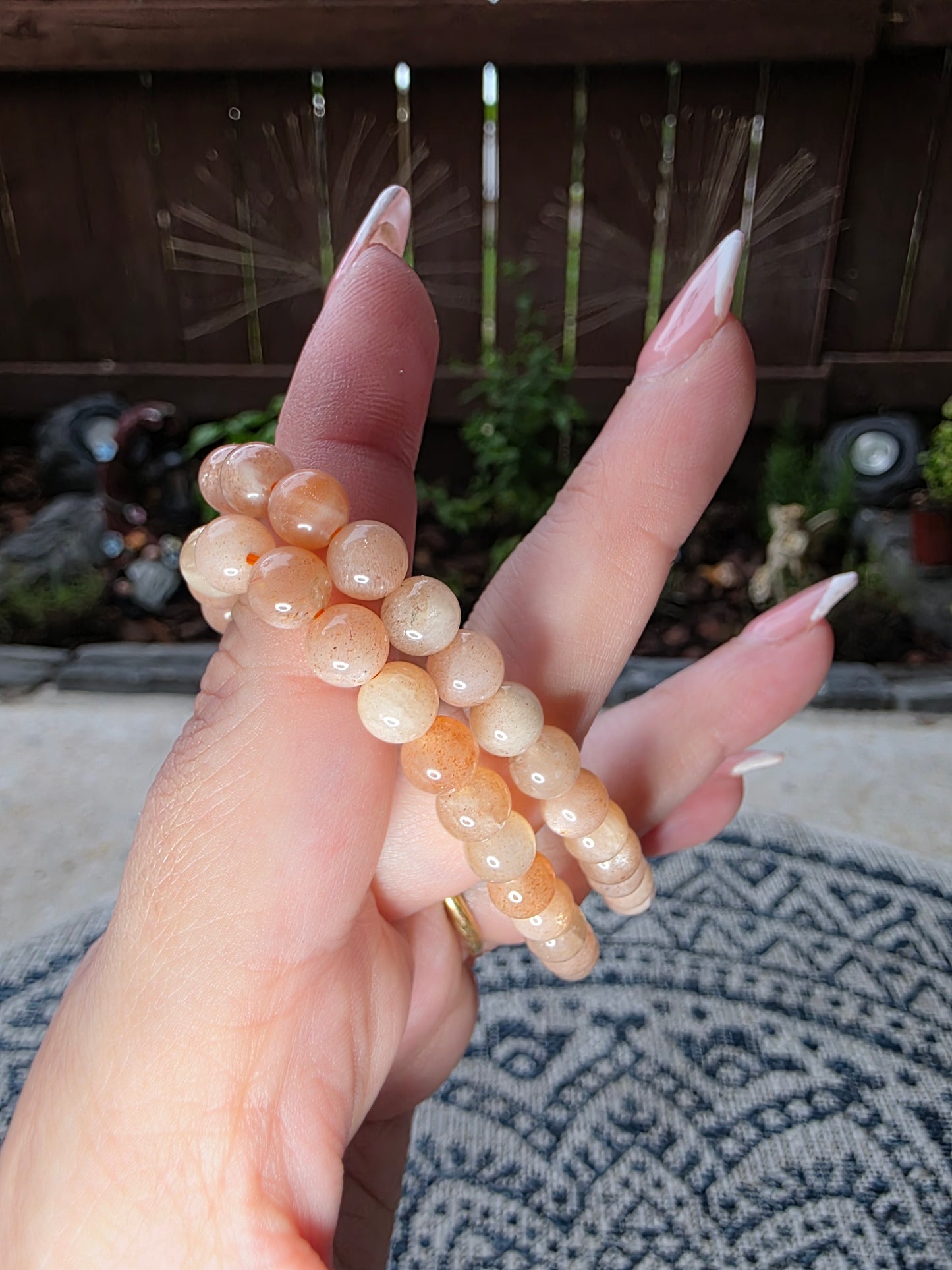 Peach Moonstone Beaded Bracelet 6mm