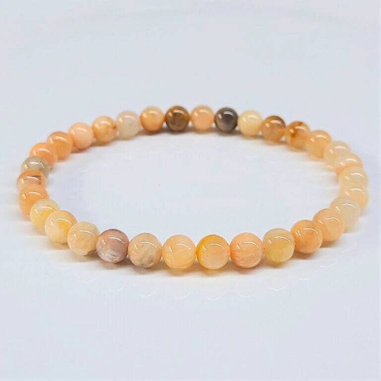 Peach Moonstone Beaded Bracelet 6mm
