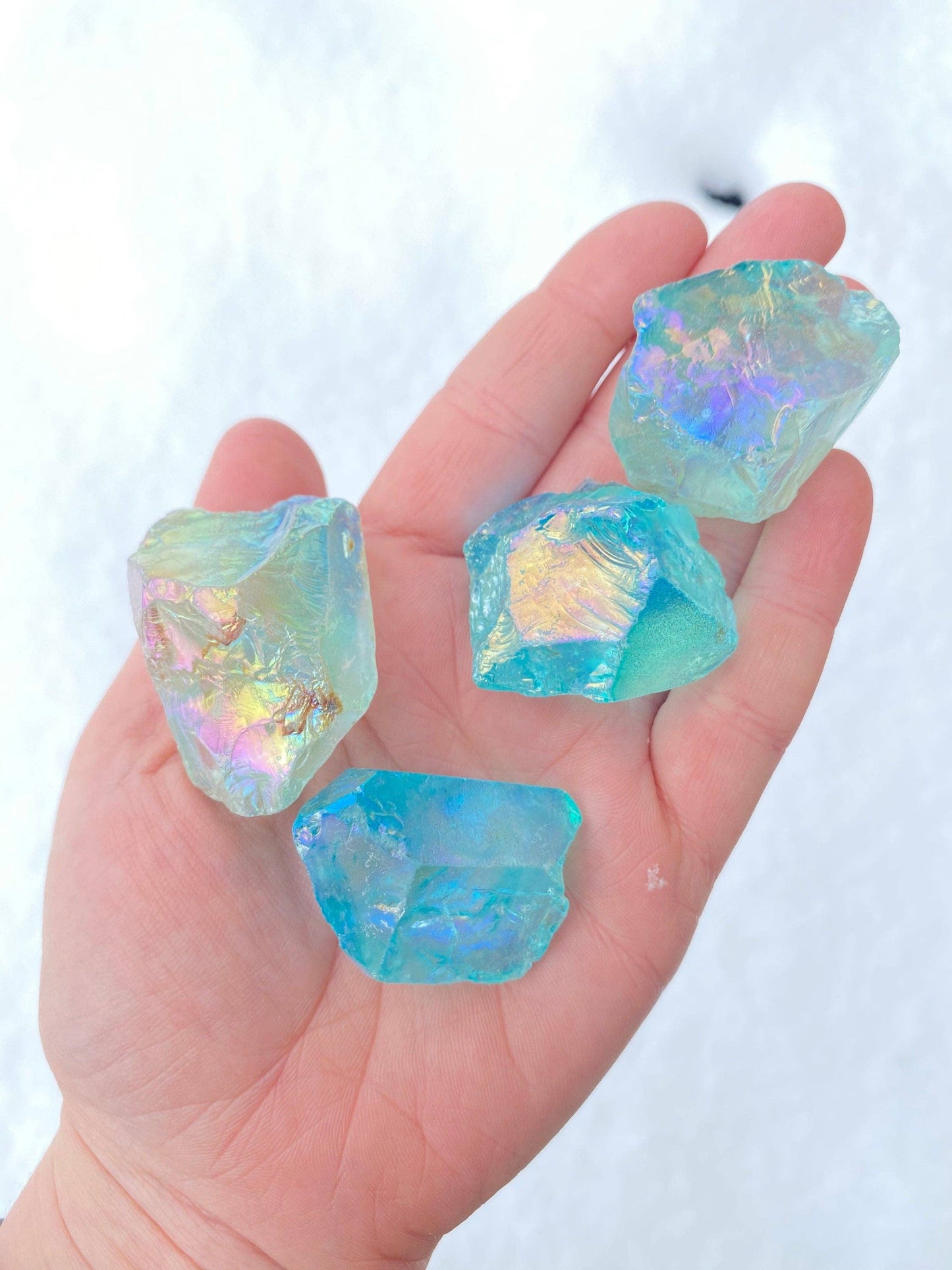 Aquamarine Aura Quartz Crystal