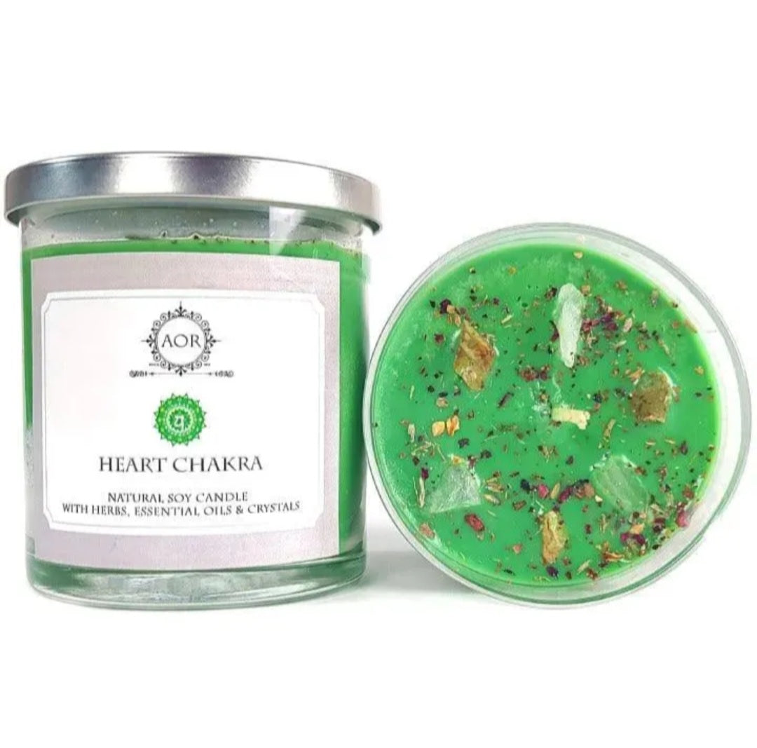 Candle - Heart Chakra with Crystals 8.5oz