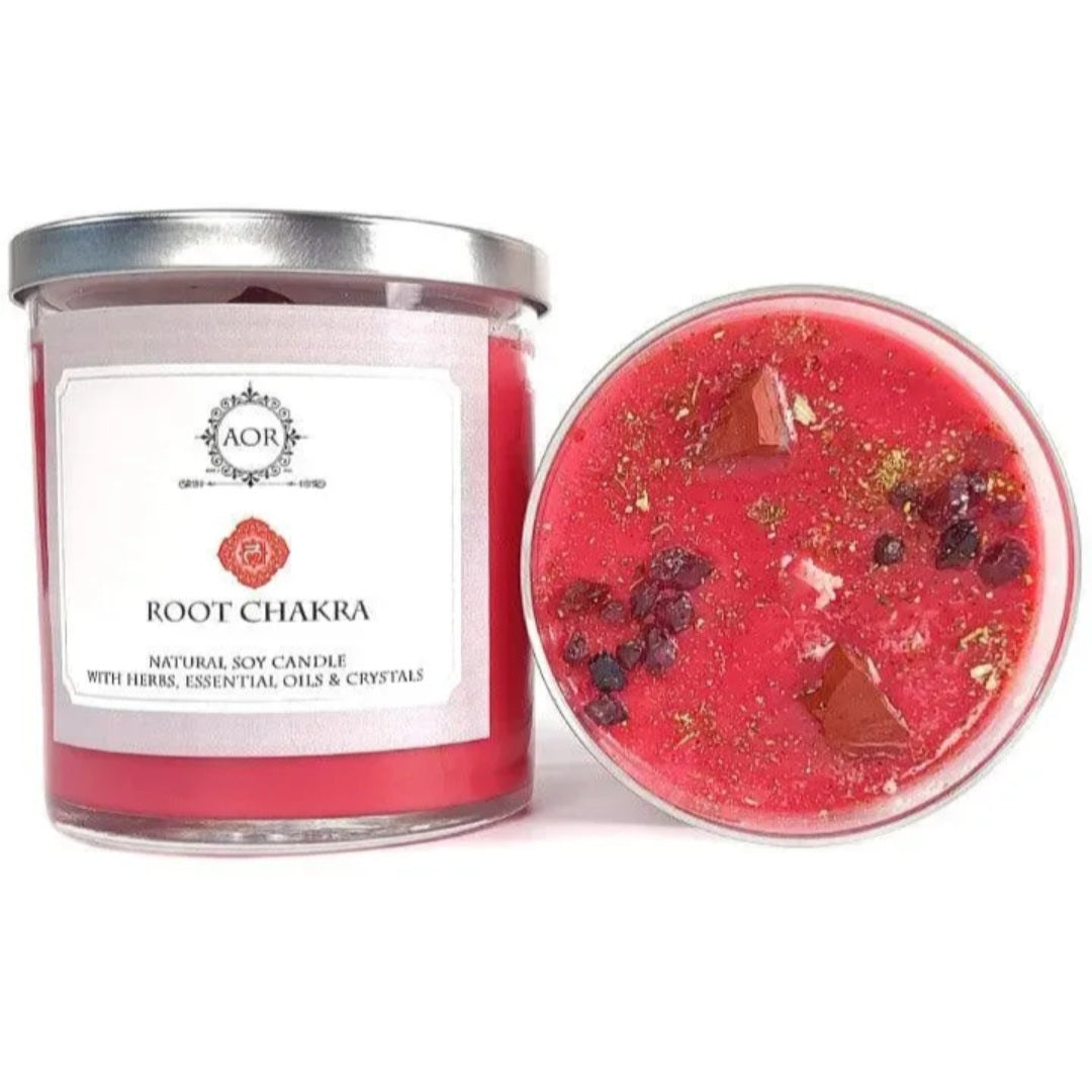 Candle - Root Chakra with Crystals 8.5oz