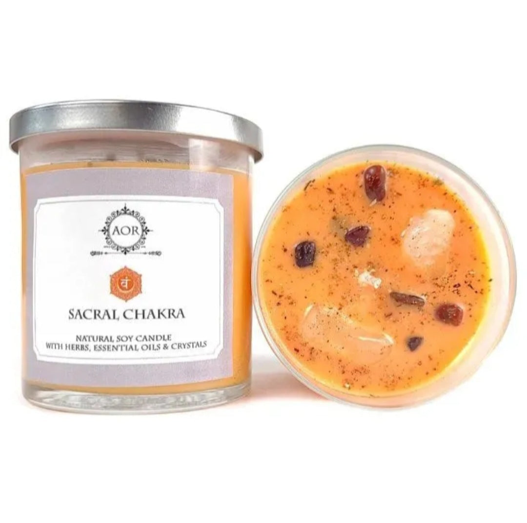 Candle - Sacral Chakra with Crystals 8.5oz