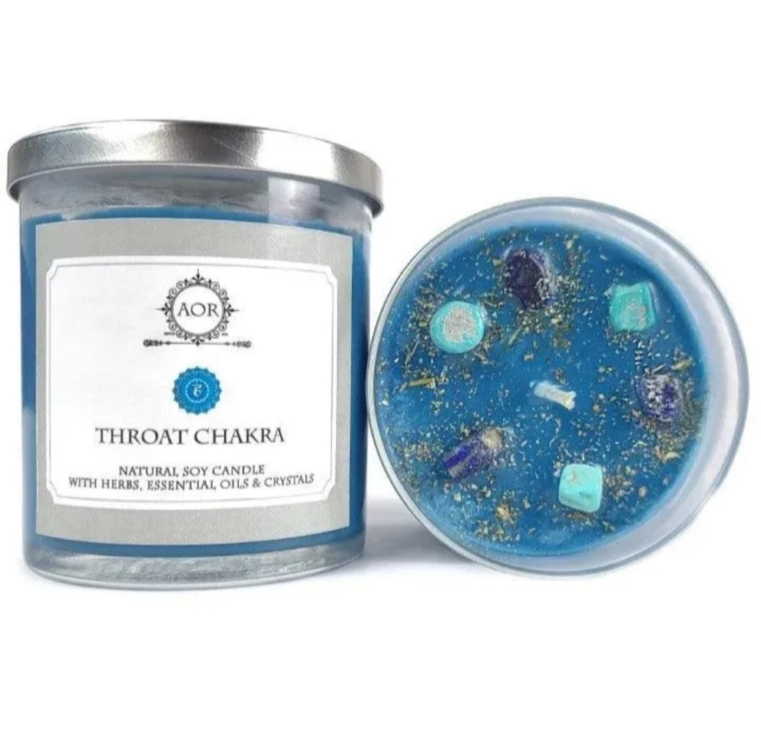 Candle - Throat Chakra with Crystals 8.5oz