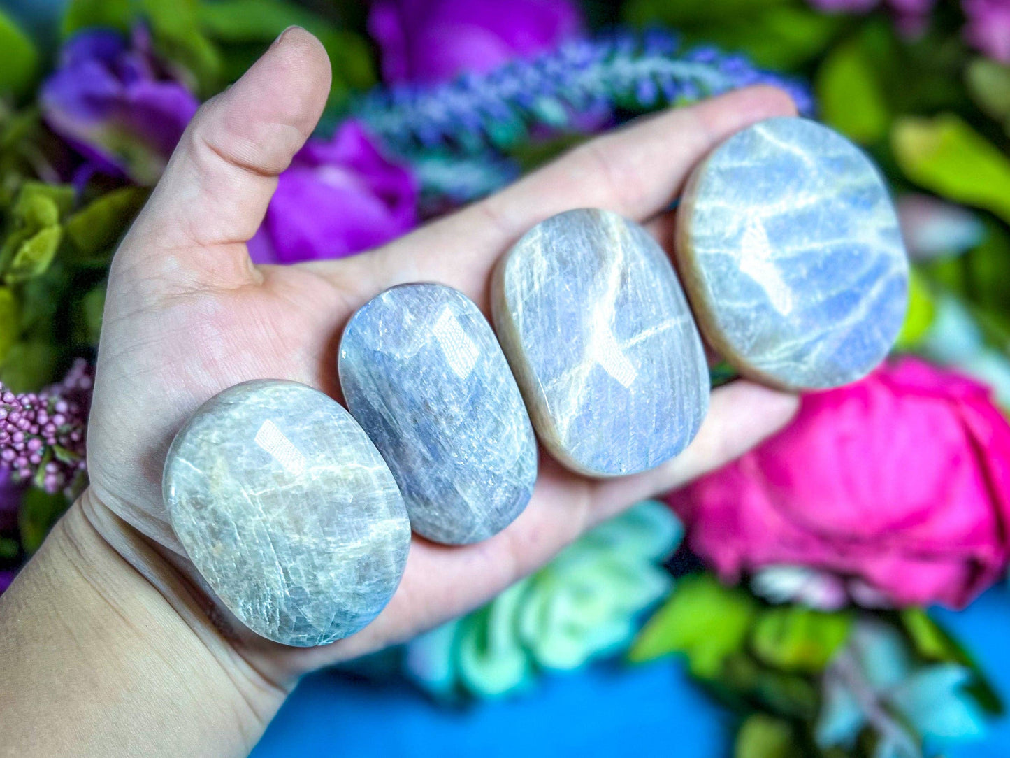 Blue Moonstone Palm Stone