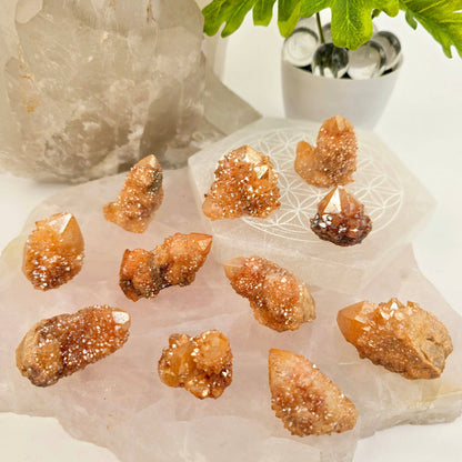 Sunshine Cactus Quartz (Spirit Quartz) Crystal Cluster