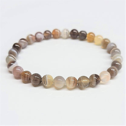 Botswana Agate Beaded Bracelet 6mm