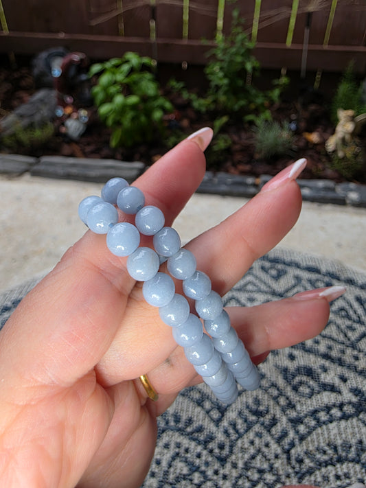 Angelite Beaded Bracelet 6mm