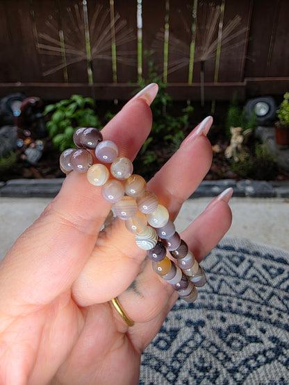 Botswana Agate Beaded Bracelet 6mm