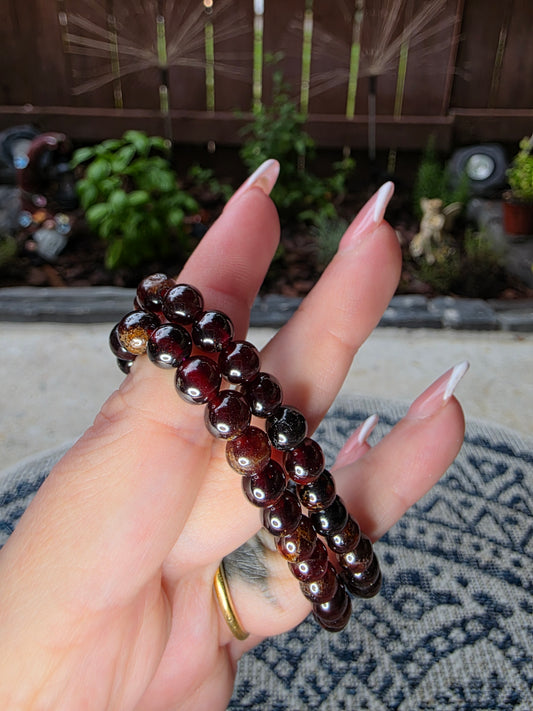 Garnet Beaded Bracelets 6mm