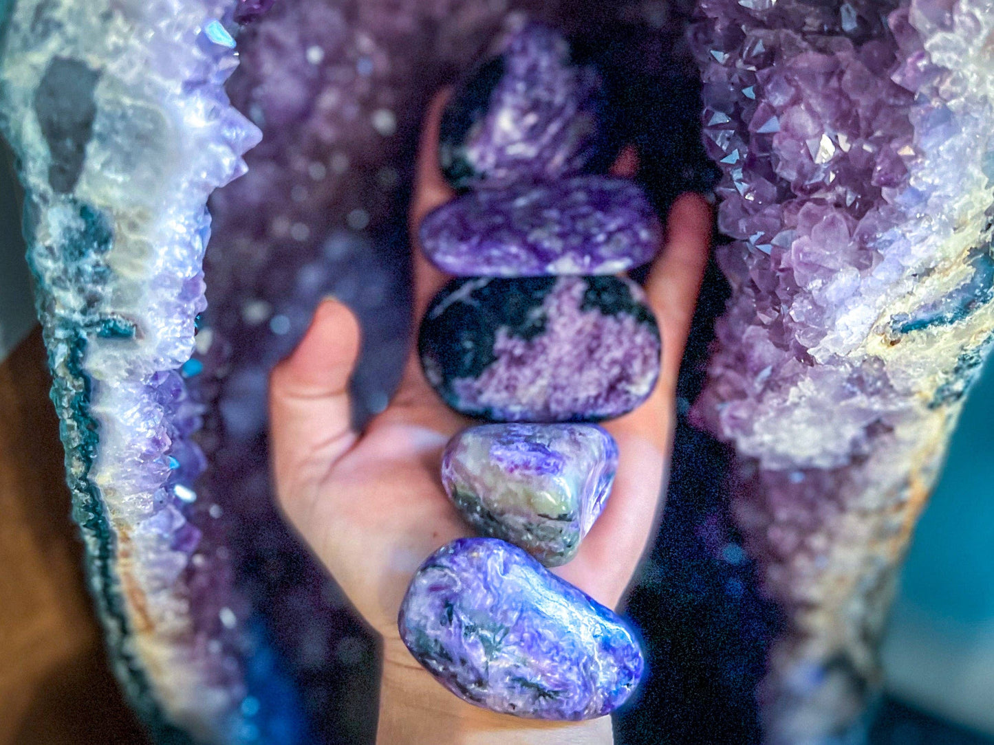Charoite Palm Stone