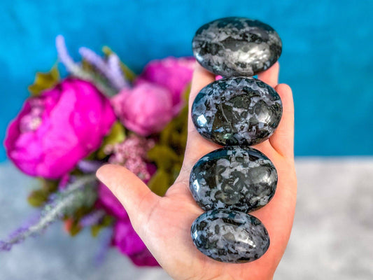 Mystical Merlinite (Indigo Gabbro) Palm Stone