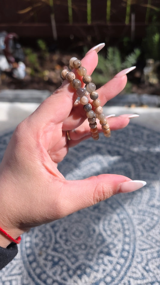 Black Moonstone Beaded Bracelet 6mm