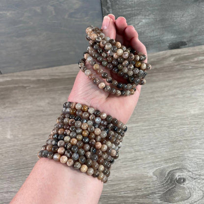 Black Moonstone Beaded Bracelet 6mm